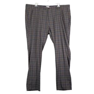 Dolce Roma Italy Gray Plaid Trousers Mens 48x32" Classic Stretch Dress Pants
